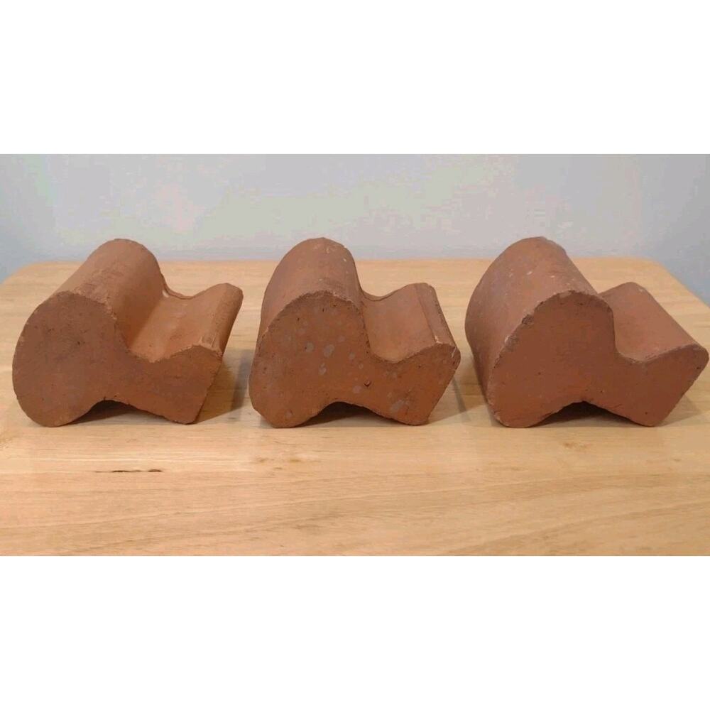 Set of 3 TERRA Cotta Large Pot Feet Clay Risers Deroma from Italy Planter Feet - Picture 2 of 9